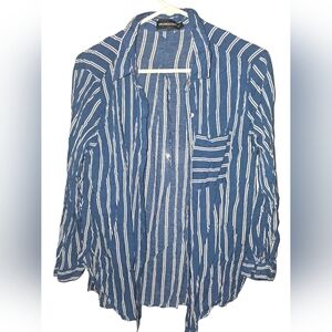 7/132. Grand & Greene Navy Striped Casual Shirt